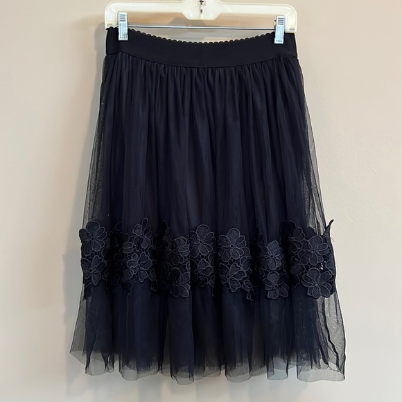 dina b black skirt with soft tulle overlay & elastic waist girlcore - Picture 2 of 11